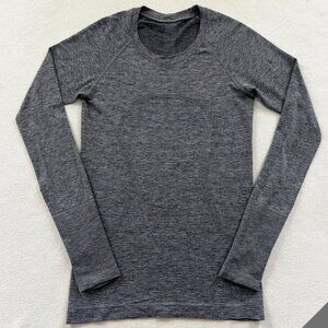 Size 6 Lululemon Swiftly Tech Long Sleeve Tetra Stripe Classic Navy Grey 2.0